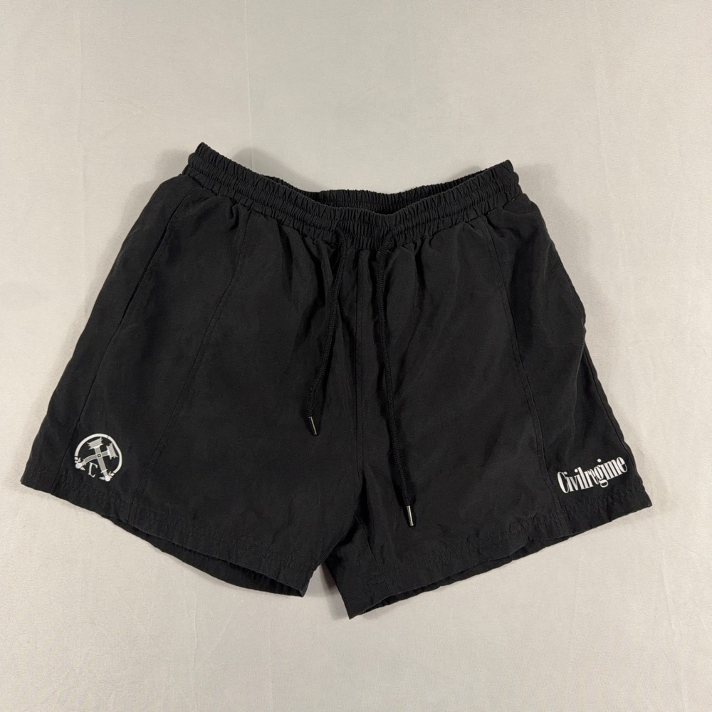 Civil Regime Mesh Lined Athletic Gym Shorts Nylon Blend Medium Black Streetwear